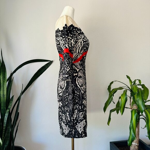 Prabal Gurung Lace Print Fall 2011 dress 8 Sarah Jessica Parker black/cream/red - Picture 7 of 16